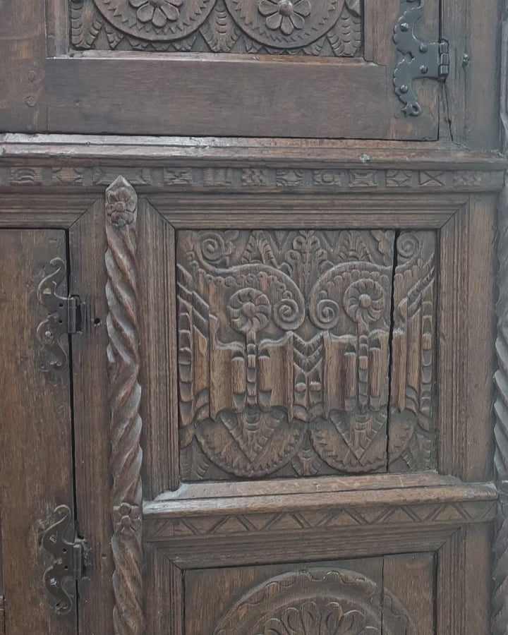 English Carved Oak Court Cupboard c.1800–1830