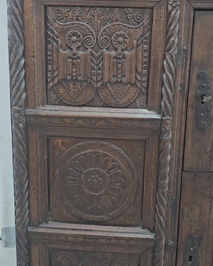 English Carved Oak Court Cupboard c.1800–1830