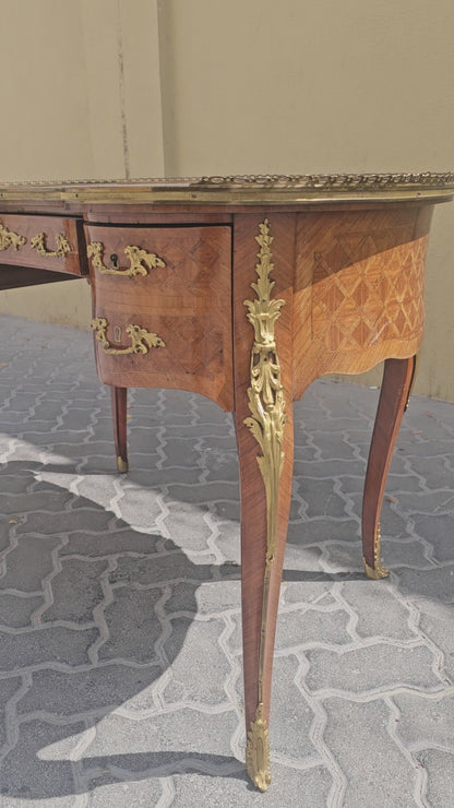 French Louis XV Revival Kidney Desk c. 1890–1910.
