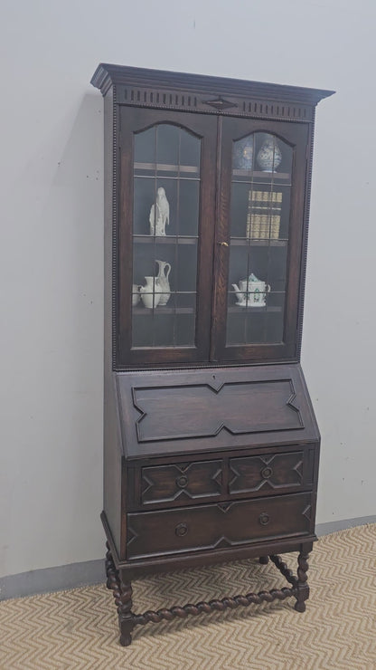 English Jacobean Bureau Bookcase c. 1920 - 1930
