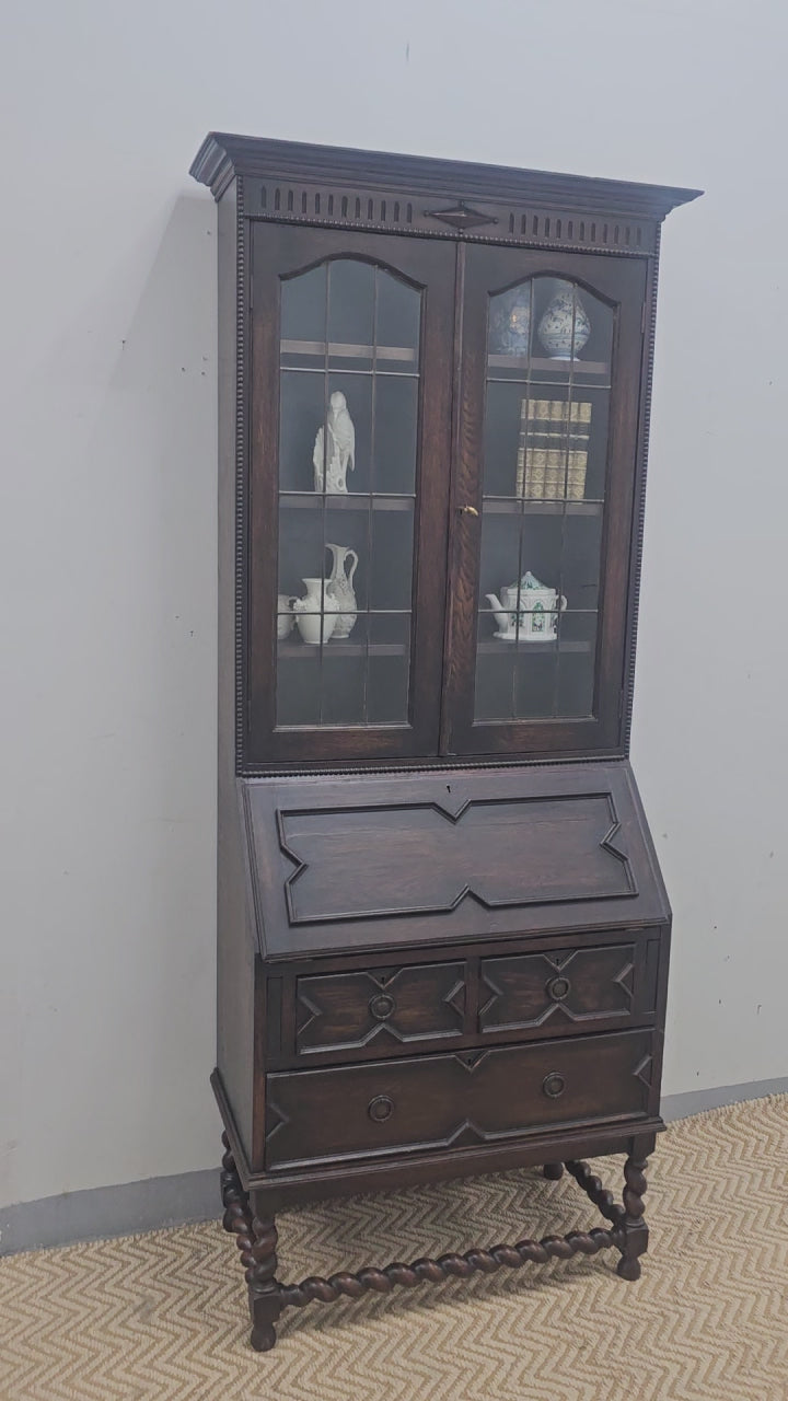English Jacobean Bureau Bookcase c. 1920 - 1930