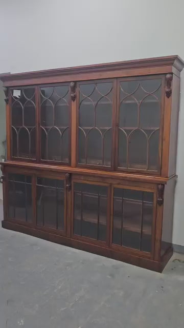 Classic English Glazed Mahogany Bookcase