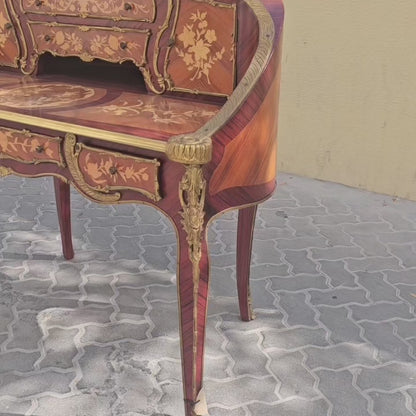 Fine French Louis XV Desk Ormolu Mounts Marquetry Inlay