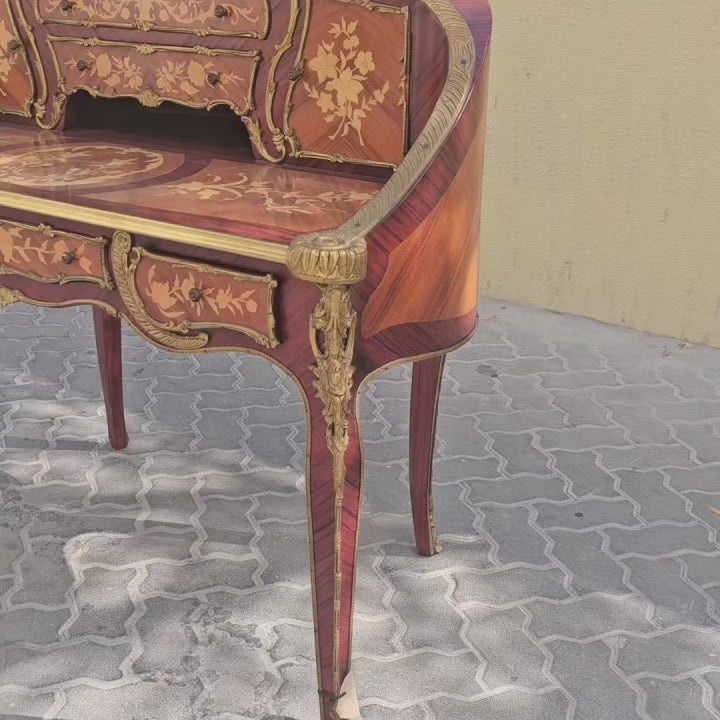 Fine French Louis XV Desk Ormolu Mounts Marquetry Inlay