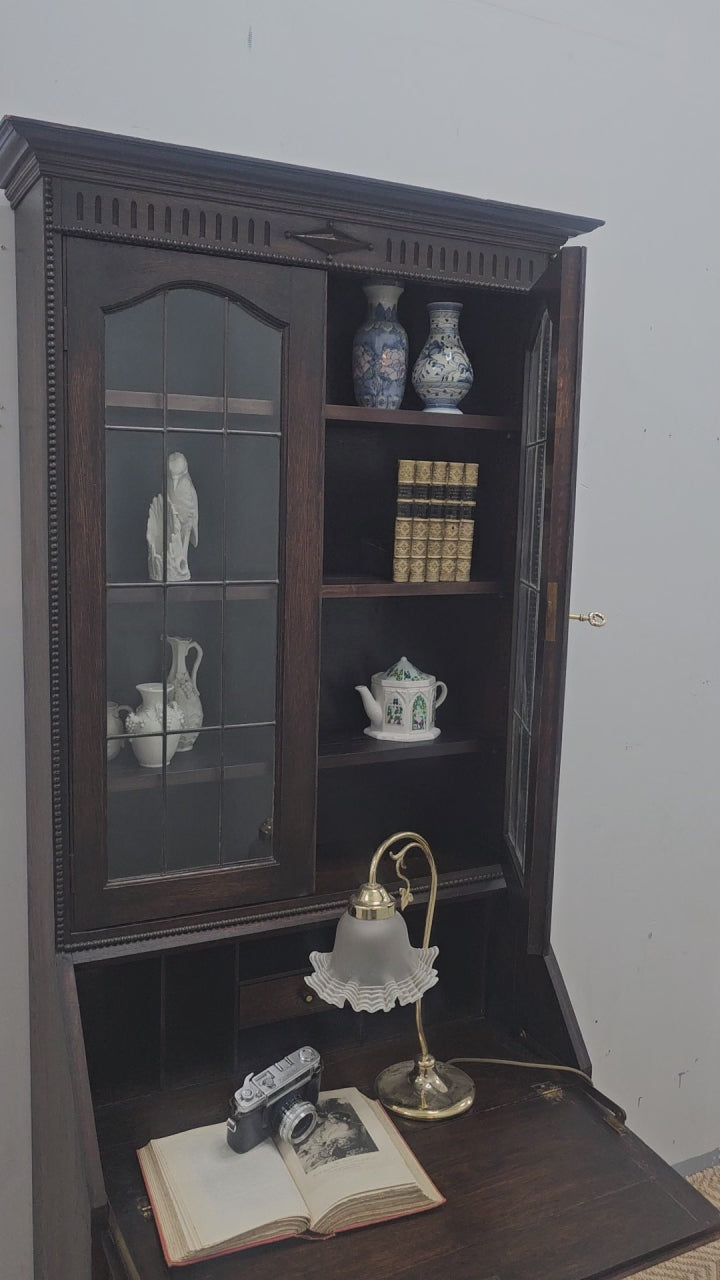English Jacobean Bureau Bookcase c. 1920 - 1930