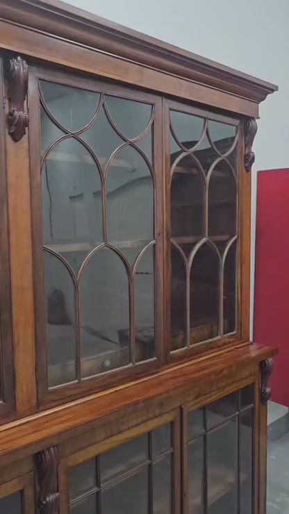 Classic English Glazed Mahogany Bookcase