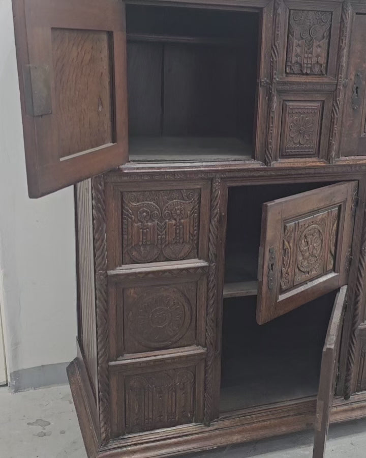 English Carved Oak Court Cupboard c.1800–1830