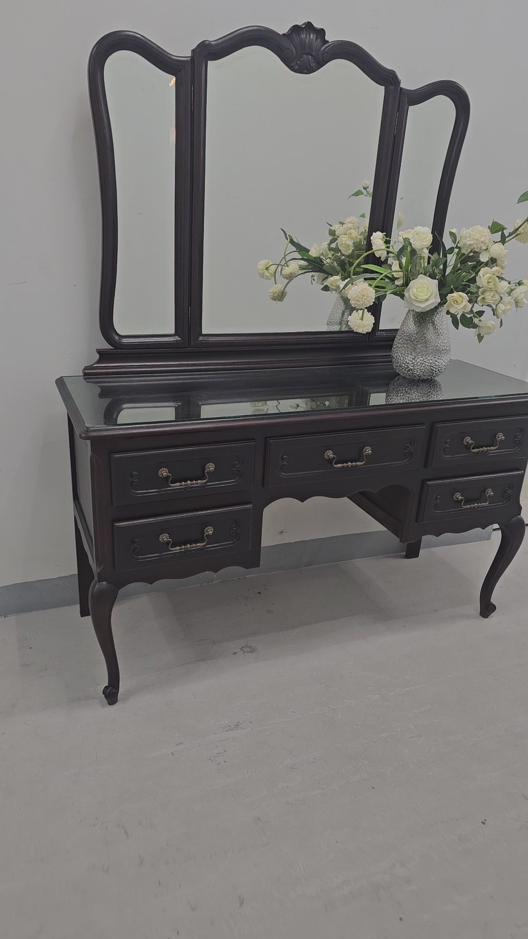 Louis XV Style Oak Vanity Table