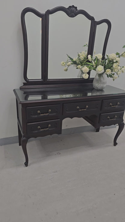 Louis XV Style Oak Vanity Table