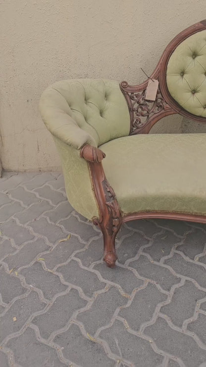 Victorian Chaise Lounge with Handcarvings c. 1880