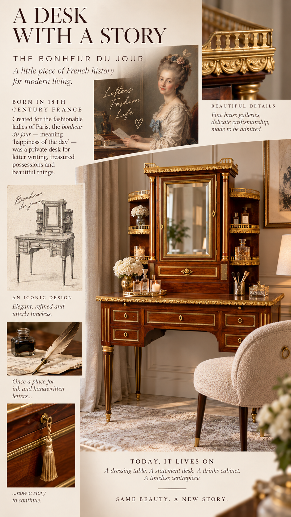 French Louis XVI Revival Bonheur du Jour c. 1900