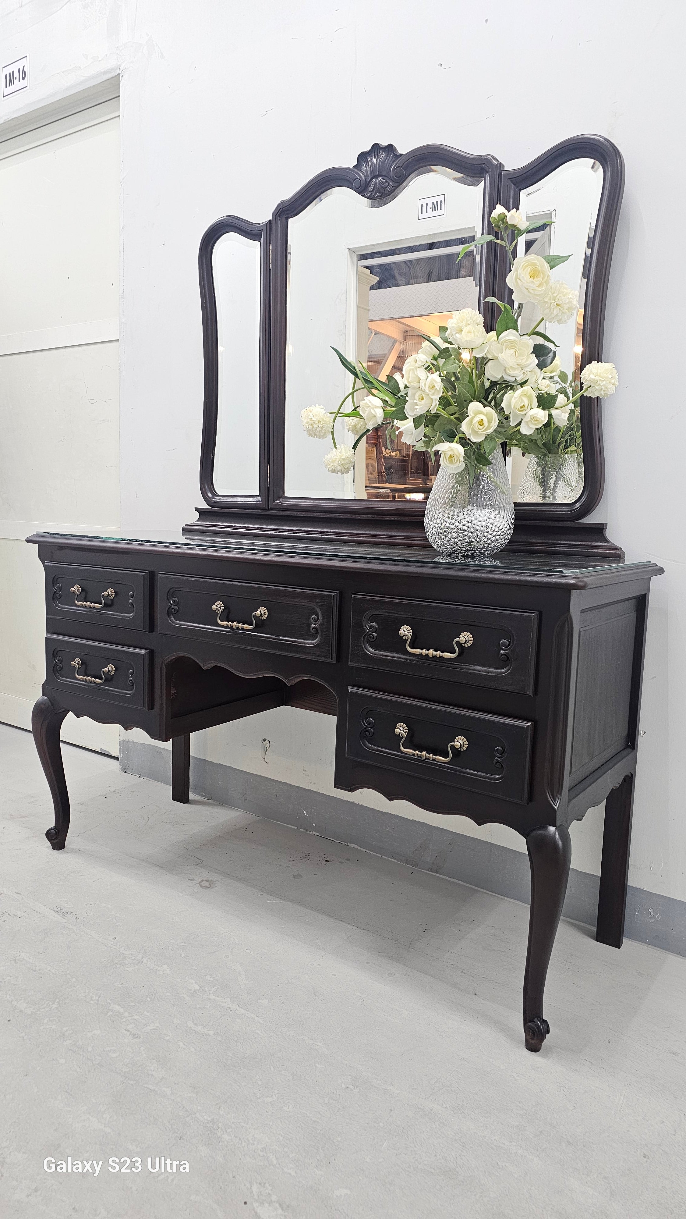Louis XV Style Oak Vanity Table
