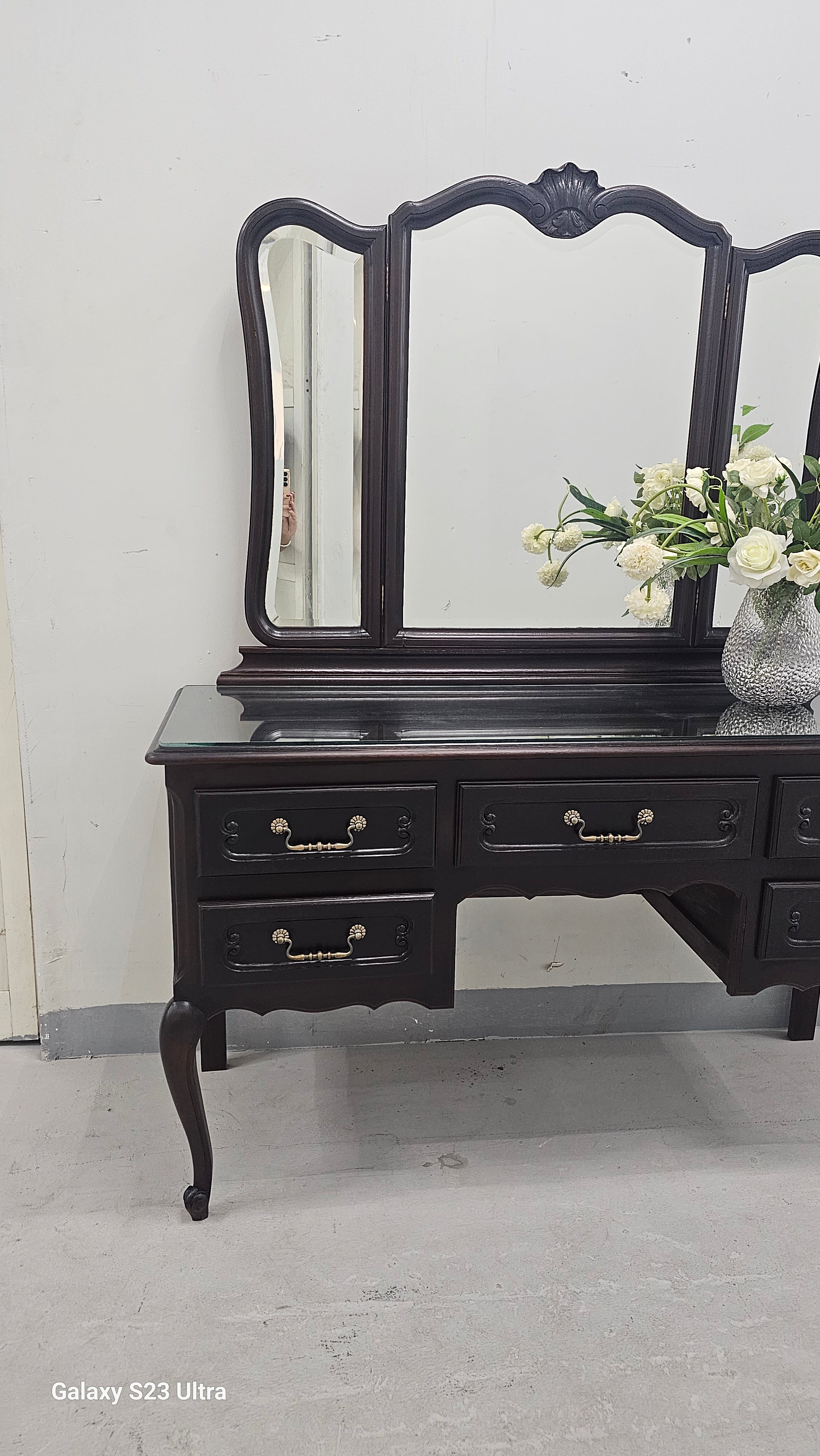 Louis XV Style Oak Vanity Table
