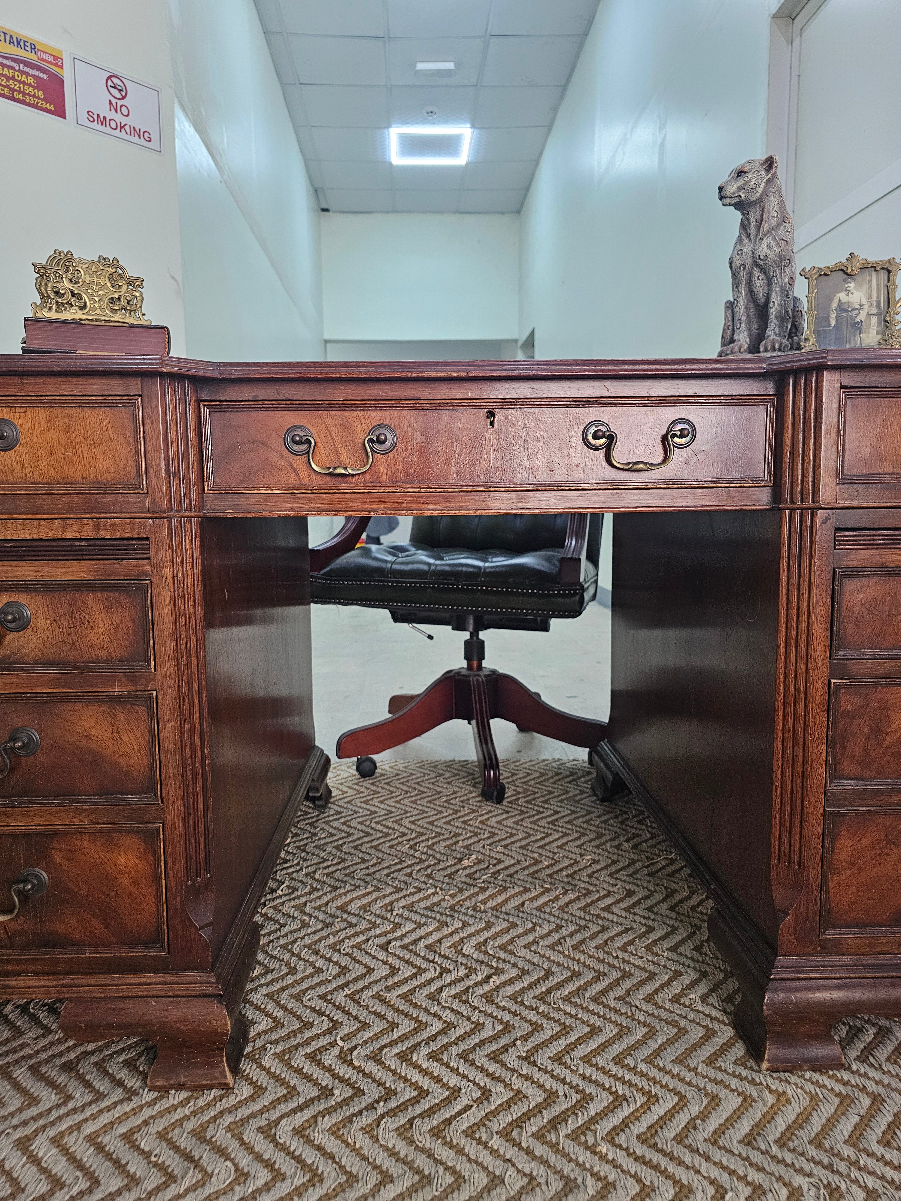 Mahogany Twin Pedestal Double Sided Desk
