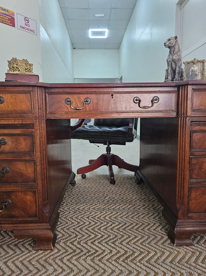 Mahogany Twin Pedestal Double Sided Desk