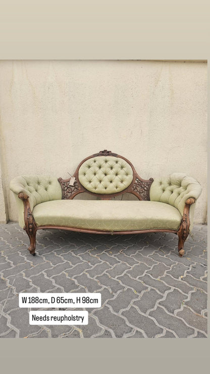 Victorian Chaise Lounge with Handcarvings c. 1880