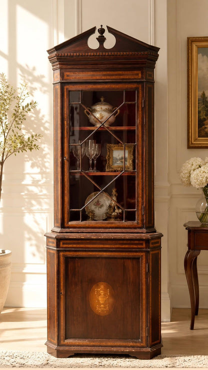 Edwardian Mahogany Corner Cabinet c. 1900 - 1910