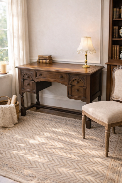 Oak Desk with Leather Top