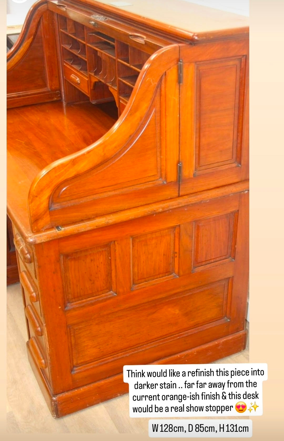 Mahogany Tambour Top Desk c. 1945