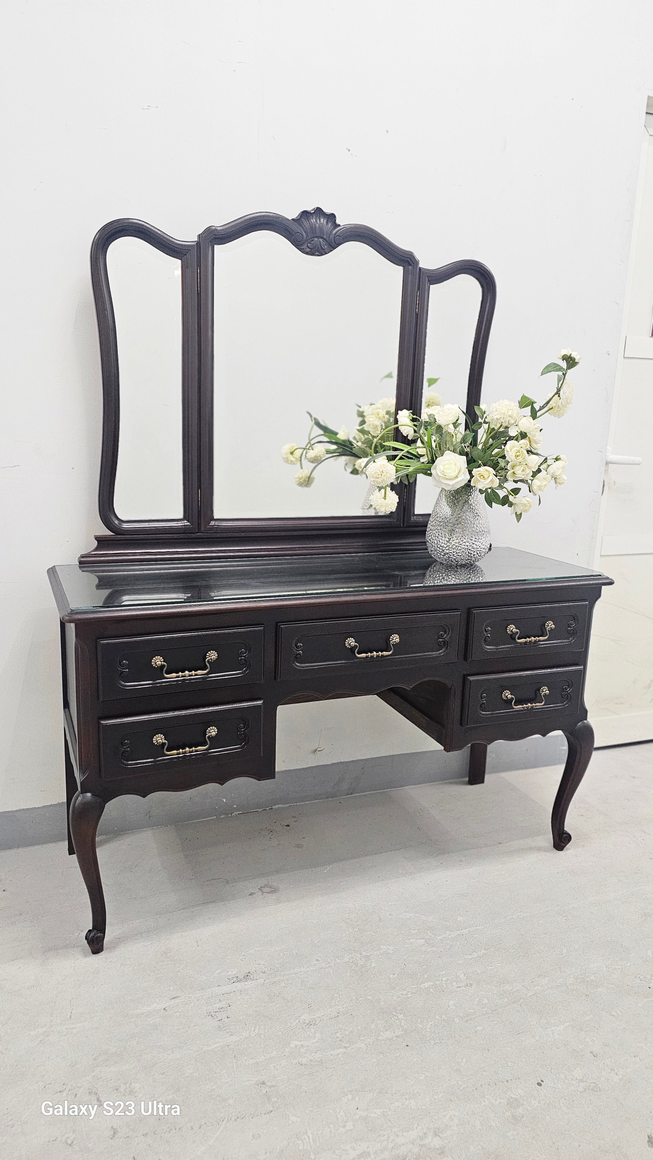 Louis XV Style Oak Vanity Table