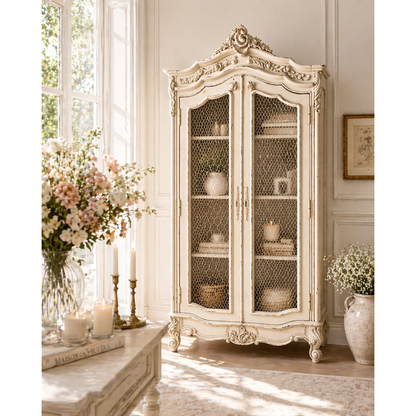 Shabby Chic Mesh Armoire