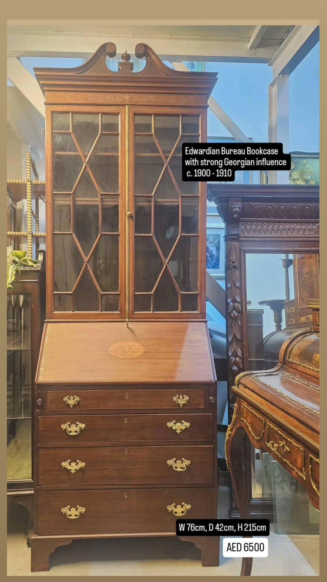Edwardian Bureau Bookcase c. 1900