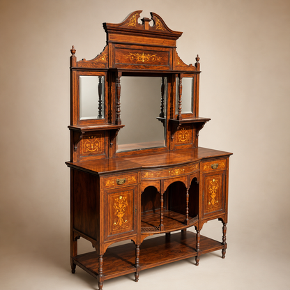 Tall Edwardian Chiffonier with Satinwood Inlay circa 1900