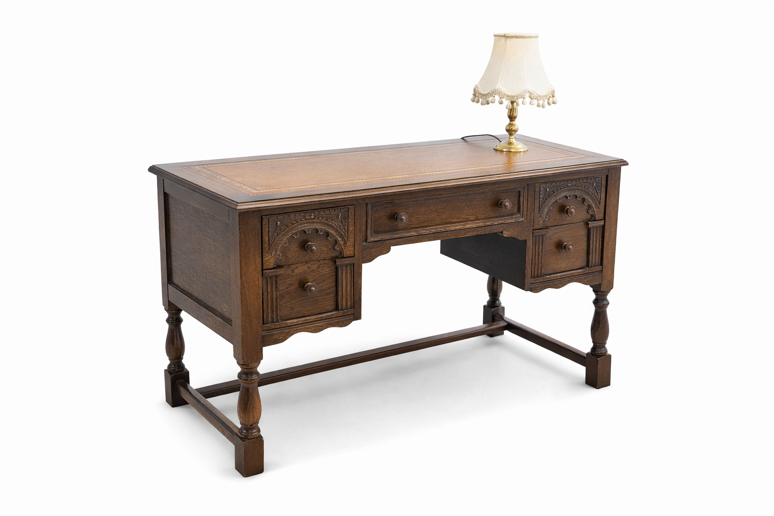 Oak Desk with Leather Top