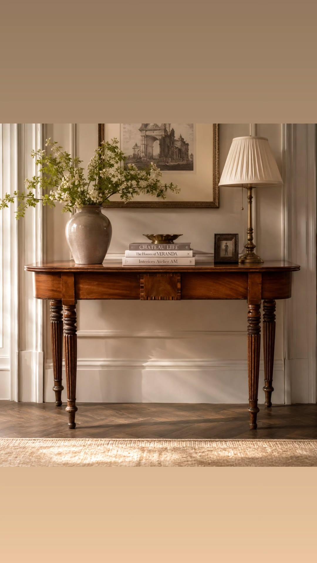 Mahogany Console with Turned Legs c. 1880