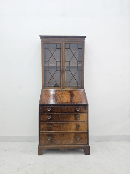 Georgian Mahogany Bureau Bookcase, Circa 1970