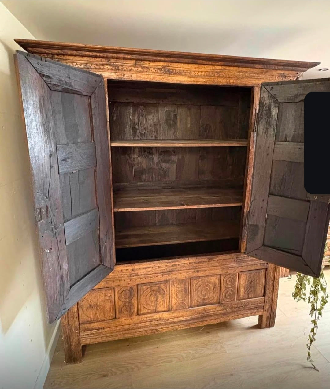 French Breton Style Carved Oak Armoire c. 1689 - 1720