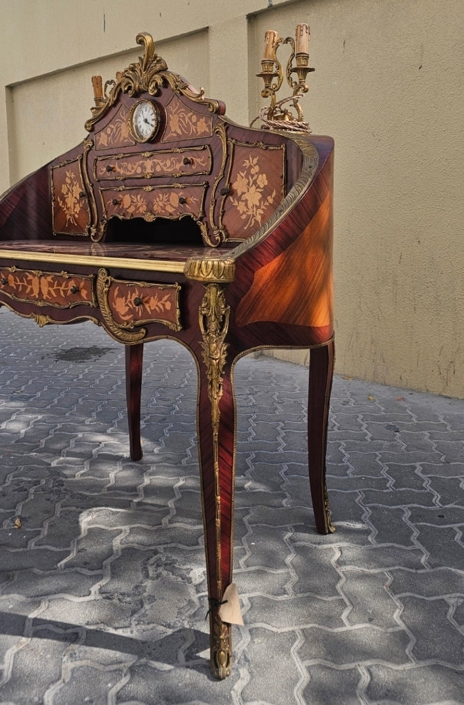 Fine French Louis XV Desk Ormolu Mounts Marquetry Inlay