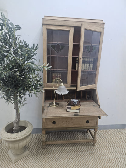 Natural Wood Edwardian Bureau Bookcase