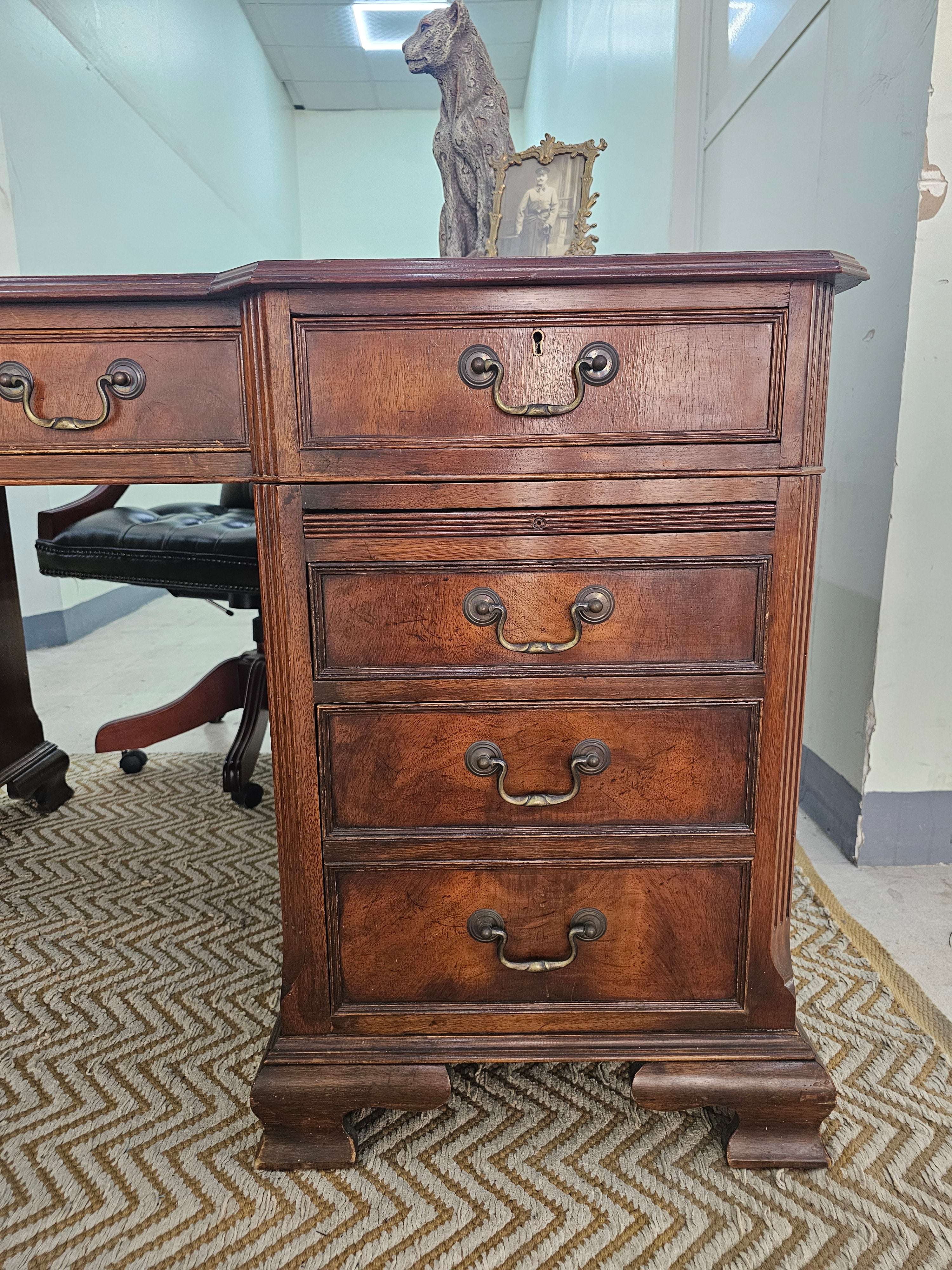 Mahogany Twin Pedestal Double Sided Desk