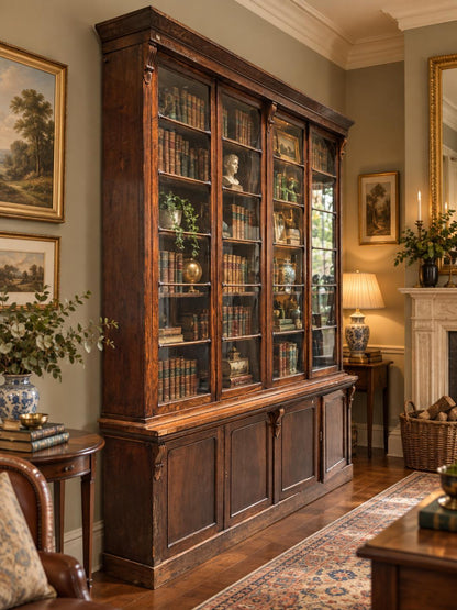 Late 19th-Century Glazed Library Bookcase & Display Cabinet