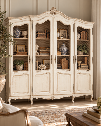 Louis XV Style Oak 4 Door Armoire