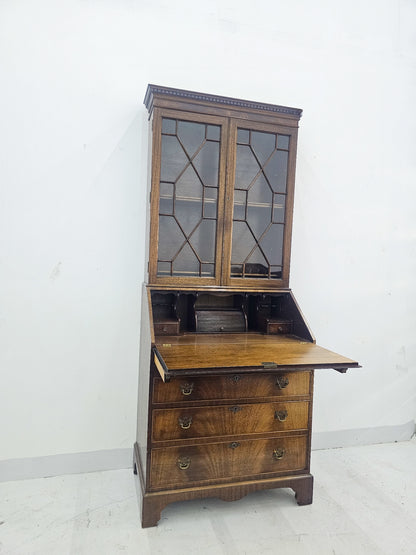 Georgian Mahogany Bureau Bookcase, Circa 1970