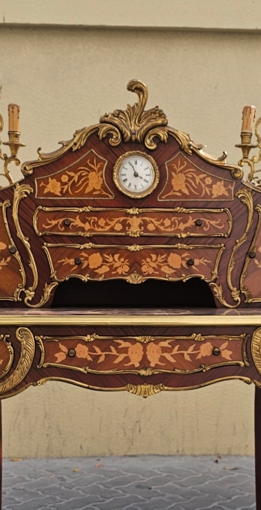 Fine French Louis XV Desk Ormolu Mounts Marquetry Inlay