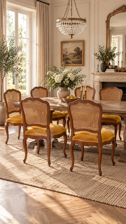 French Style Cane Back Dining Chairs