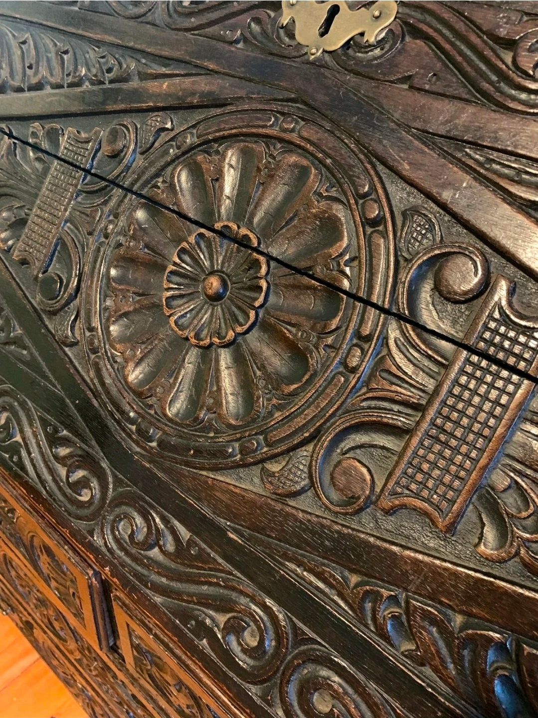 Jacobean Revival Carved Oak Bureau c. 1890