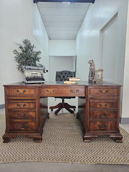 Mahogany Twin Pedestal Double Sided Desk