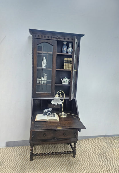 English Jacobean Bureau Bookcase c. 1920 - 1930