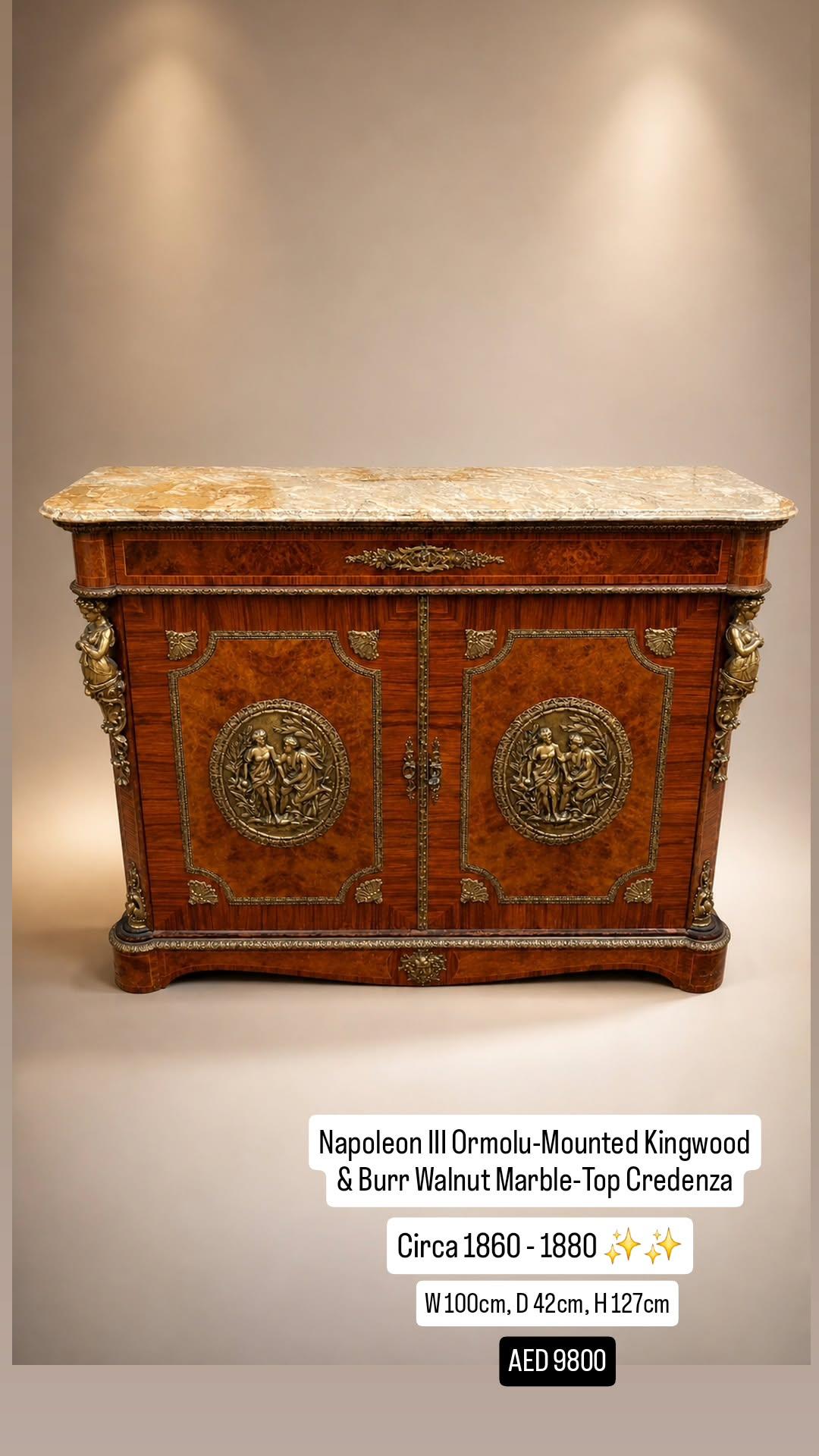 Napoleon III Ormolu-Mounted Kingwood & Burr Walnut Credenza