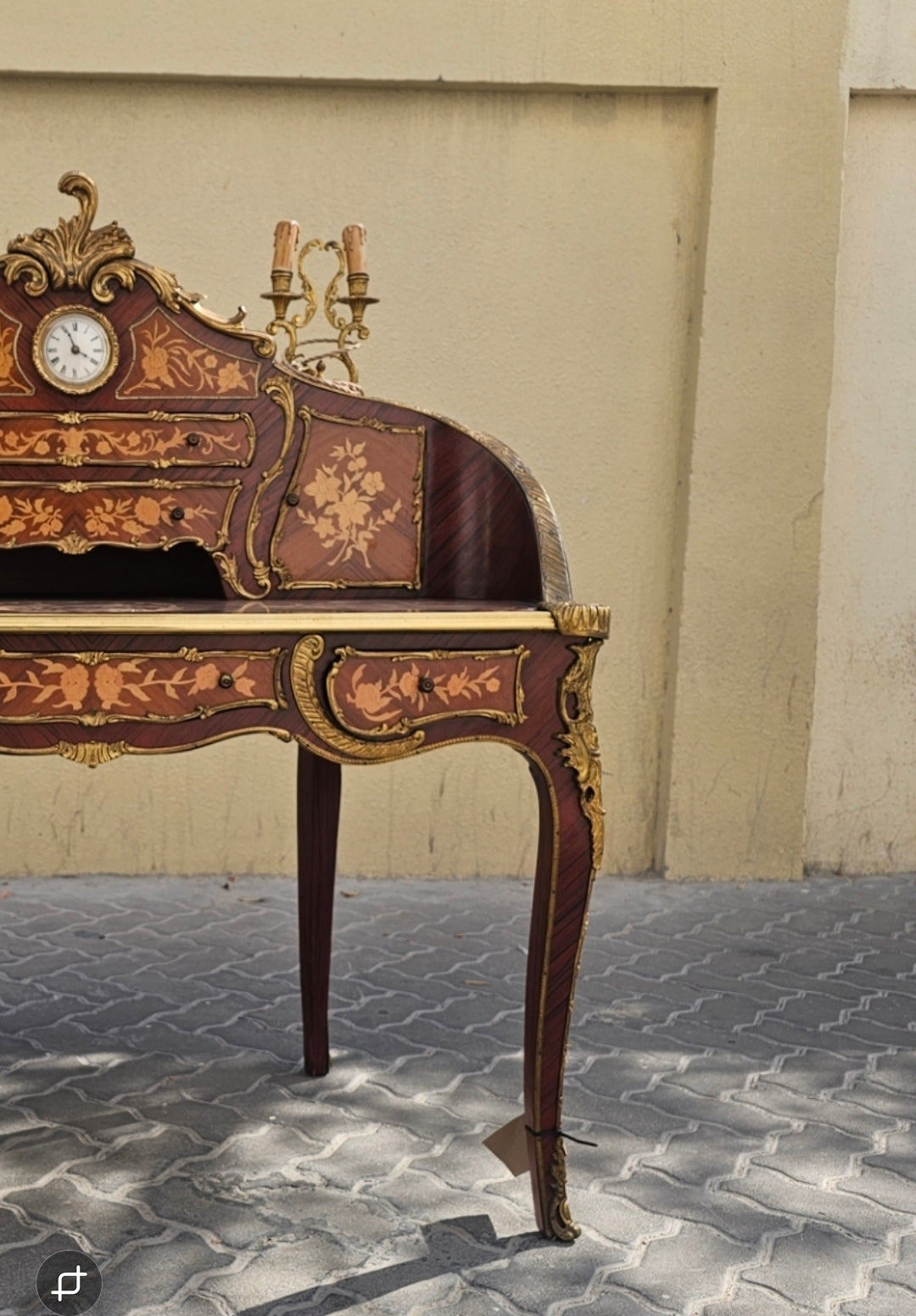 Fine French Louis XV Desk Ormolu Mounts Marquetry Inlay