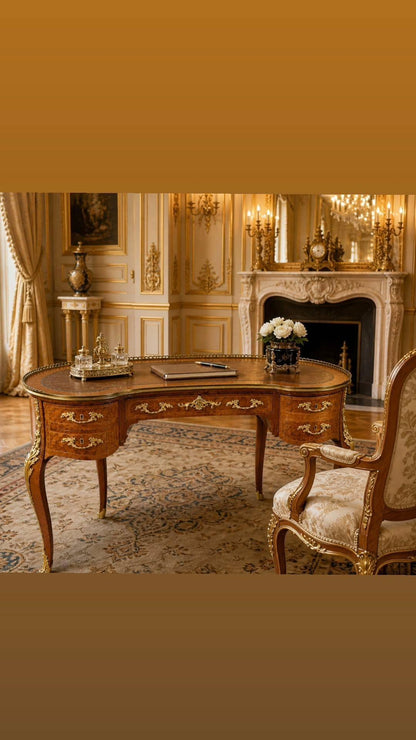 French Louis XV Revival Kidney Desk c. 1890–1910.
