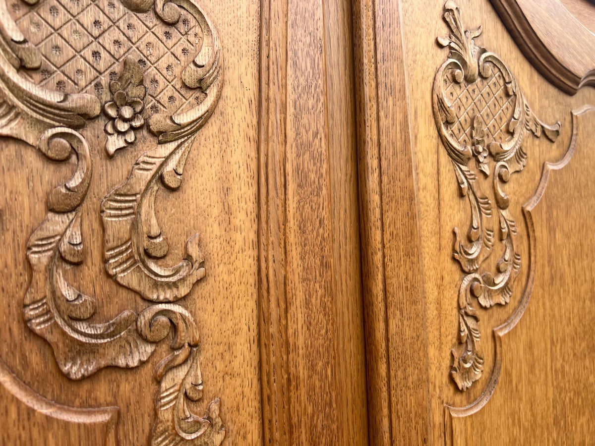 Louis XV Style Oak 4 Door Armoire