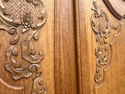 Louis XV Style Oak 4 Door Armoire