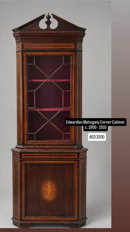 Edwardian Mahogany Corner Cabinet c. 1900 - 1910