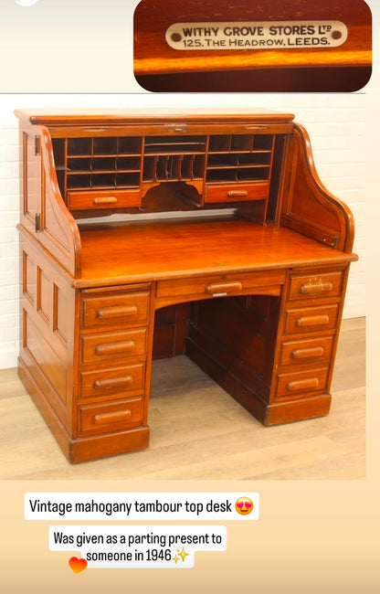 Mahogany Tambour Top Desk c. 1945