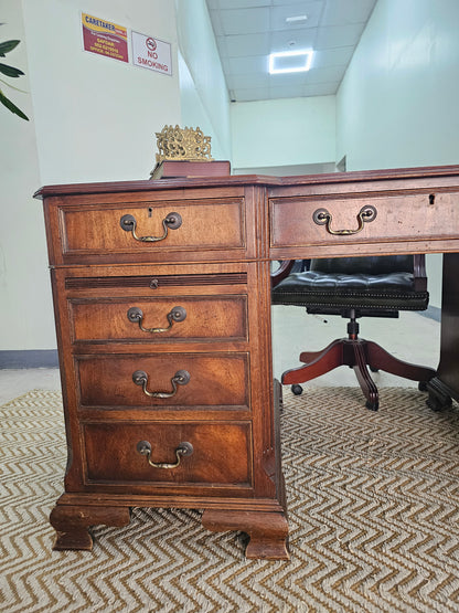 Mahogany Twin Pedestal Double Sided Desk